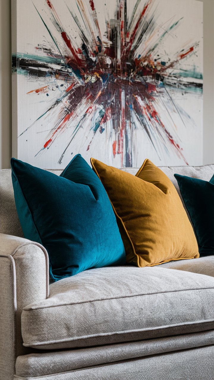 12. Pops of Color via Throw Pillows or Art