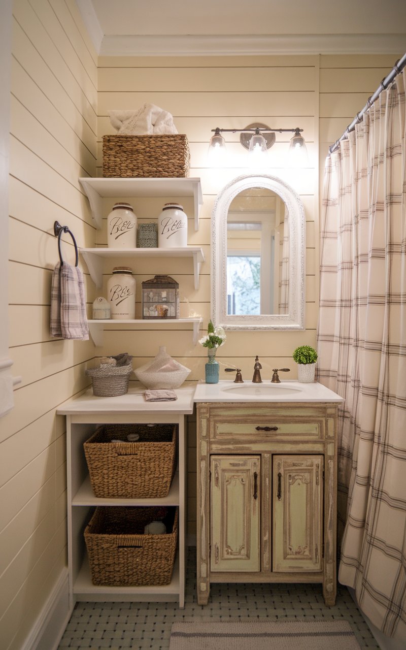 Perfect Tiny Farmhouse Style Bathroom