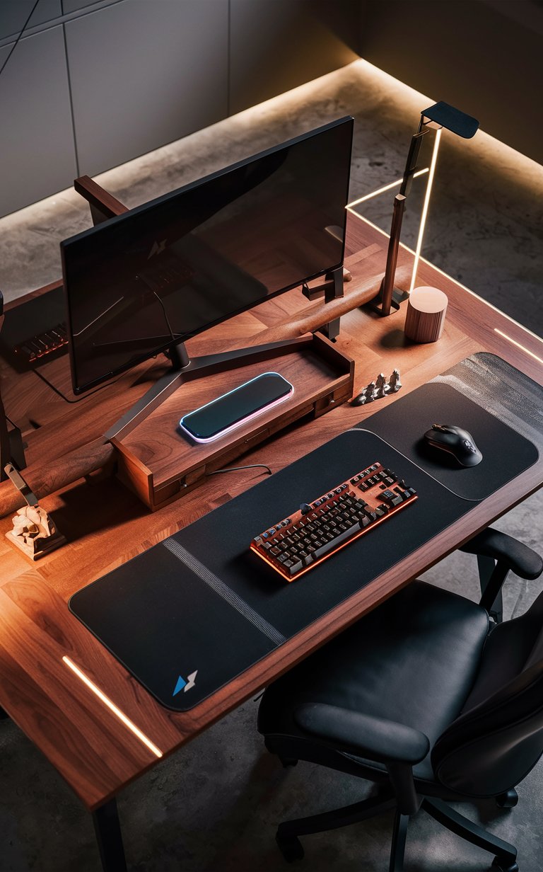18. Gaming Desk with Built-In Wireless Charger