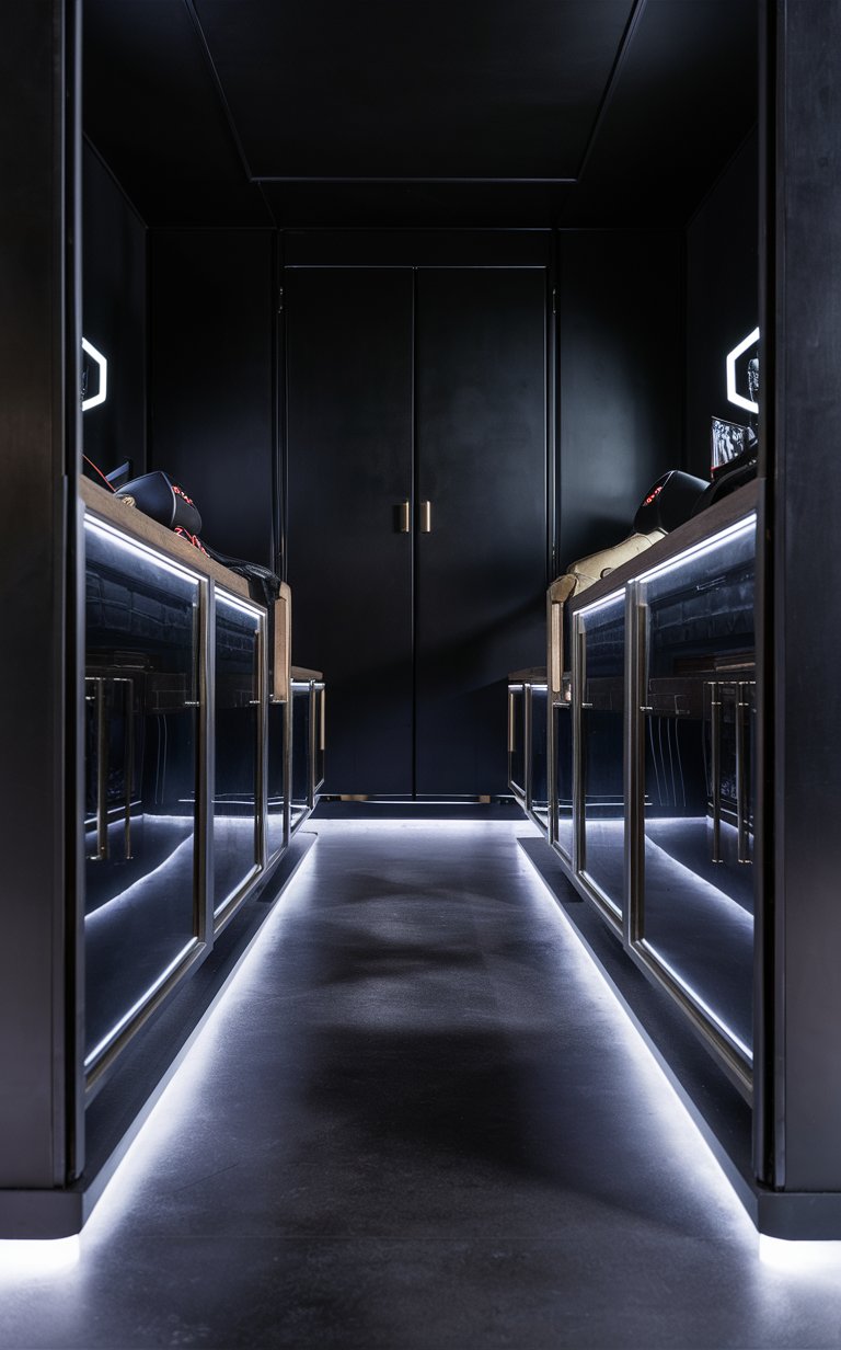 20. Matte Black Paint with Accent LED Floor Trim