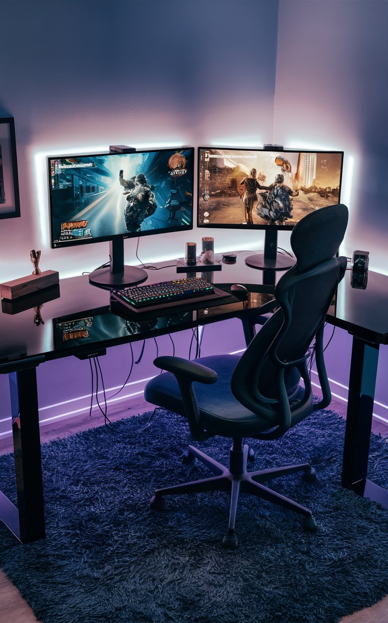 6. Dual-Screen Desk Setup with Cable Management