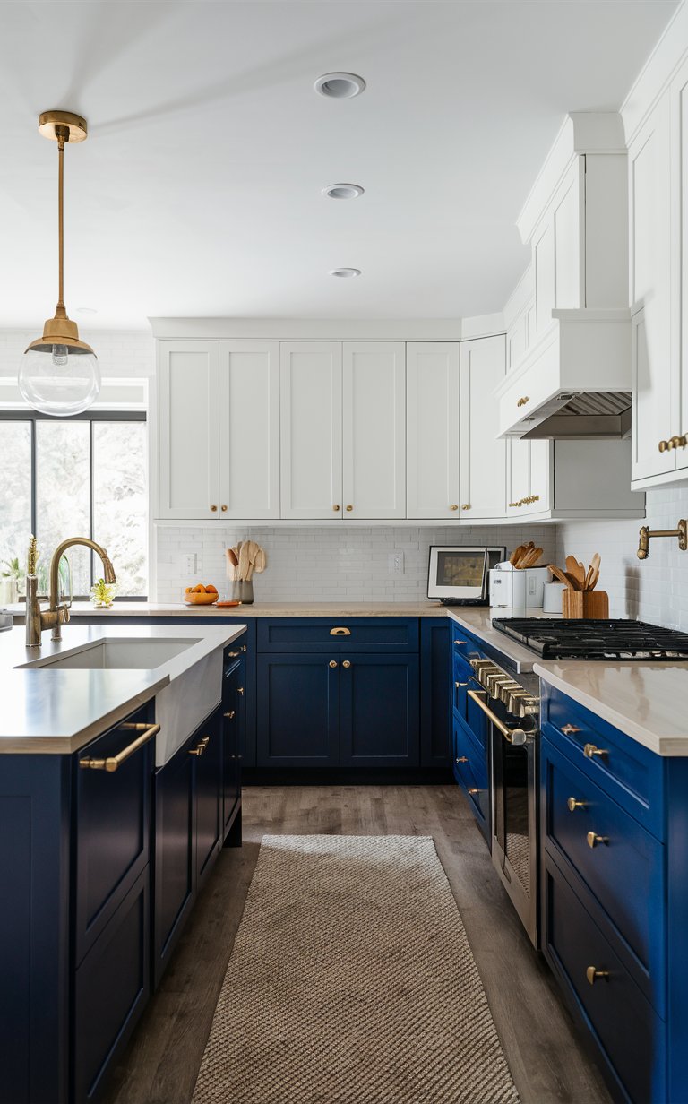 15. Dual-Tone Cabinets in a Small L-Shaped Layout