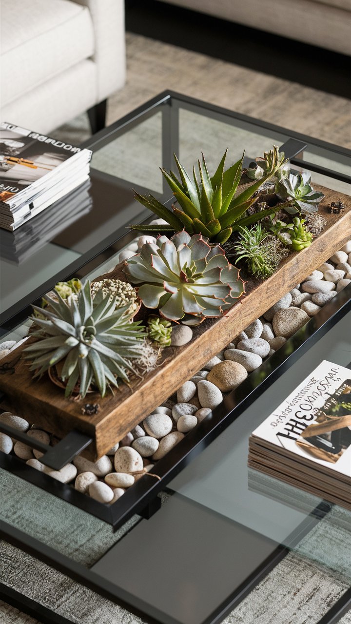 5. Succulent Tray as a Coffee Table Centerpiece