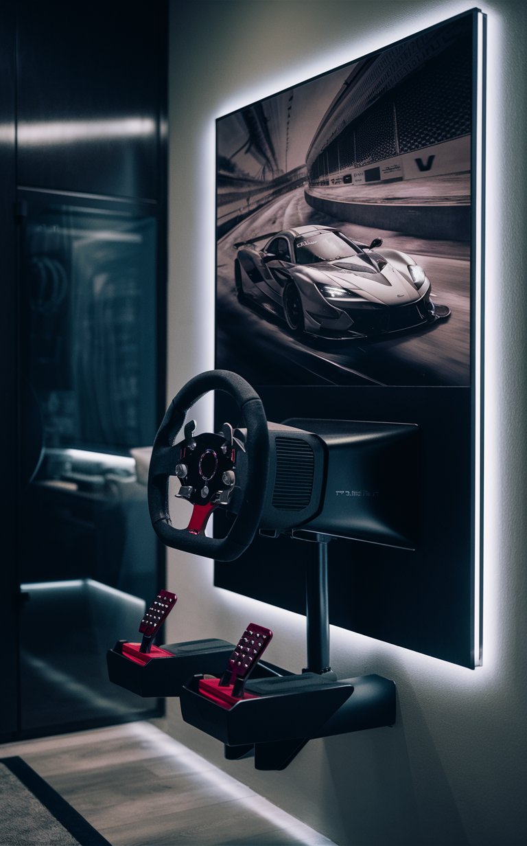 15. Mounted Racing Wheel + Pedal Display