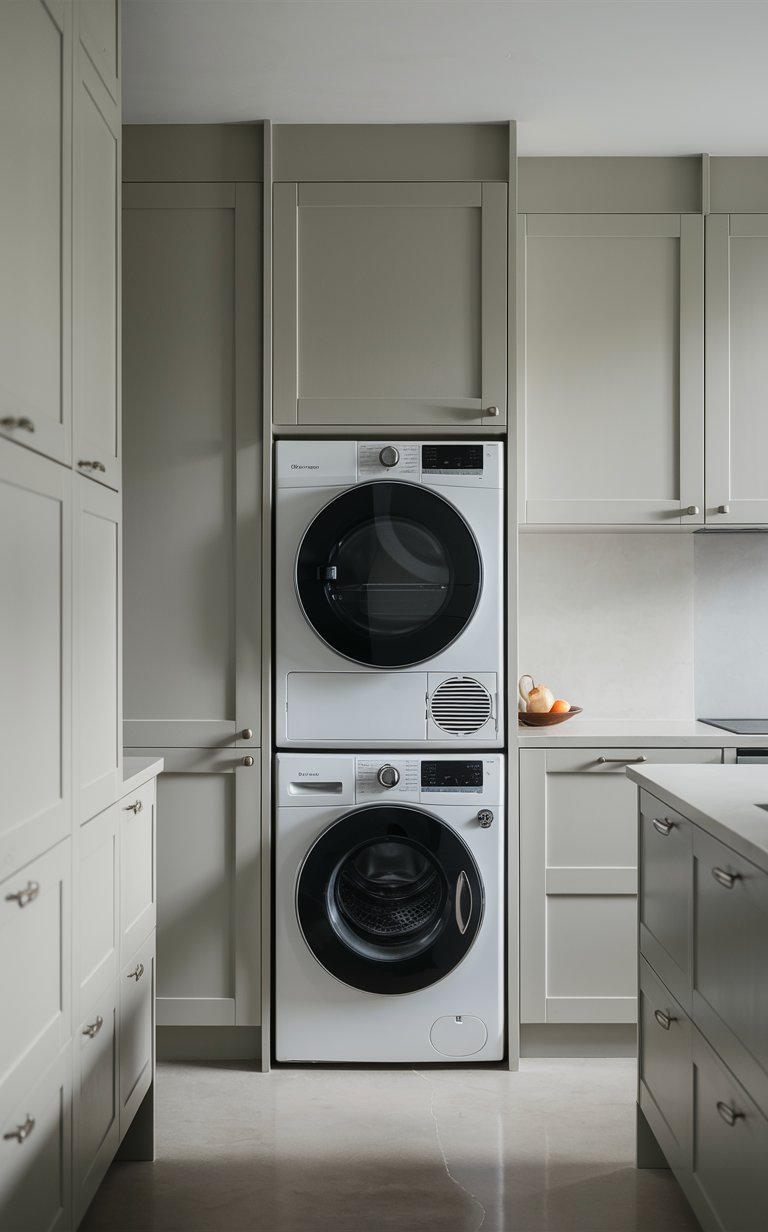 20. Hidden Washer-Dryer Combo Behind Matching Kitchen Cabinetry