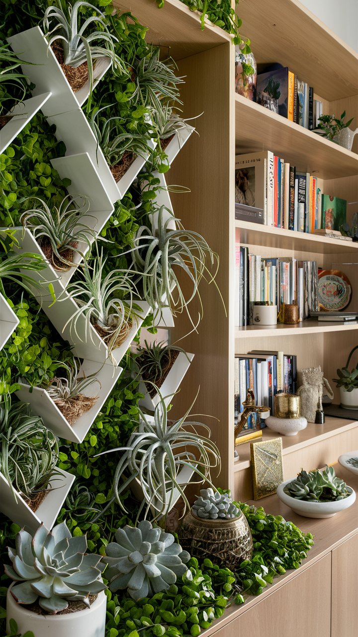 13. Open Shelving Unit with Scattered Air Plants