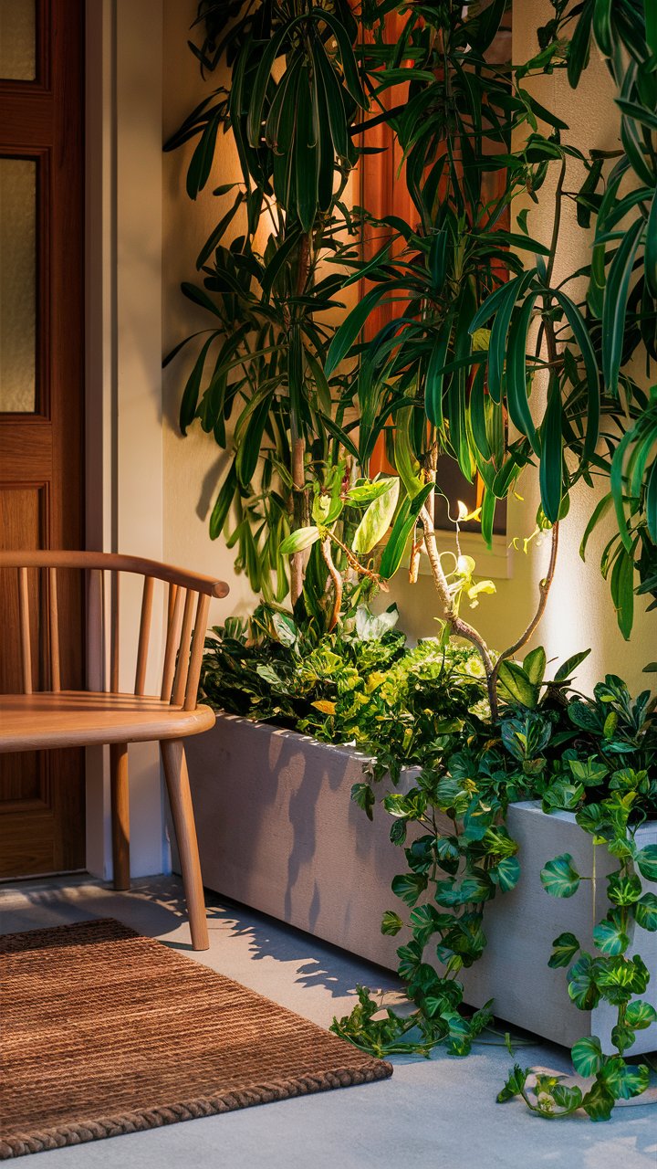 20. Entry Bench with Low Planters Underneath