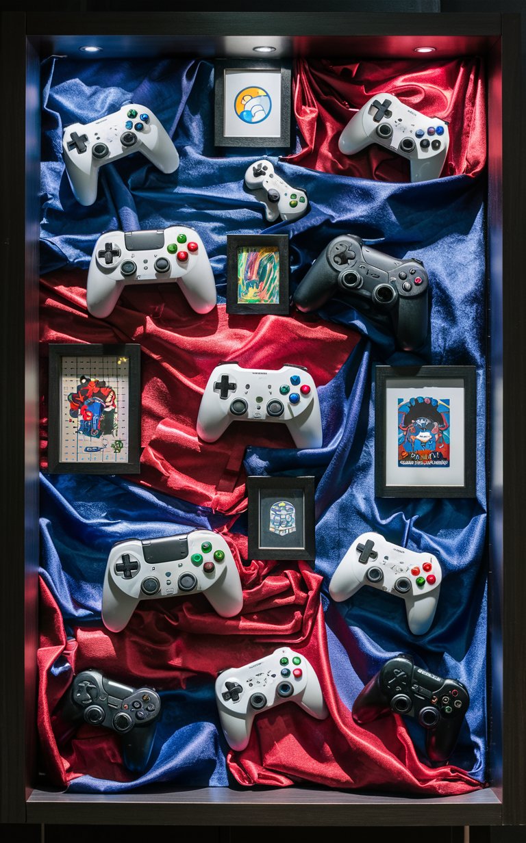 4. Wall-Mounted Game Controller Shadow Box