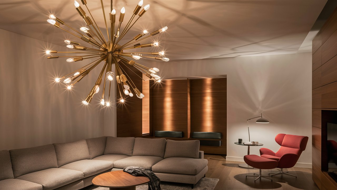 7. Statement Lighting Like Sputnik Chandeliers or Arco Lamps