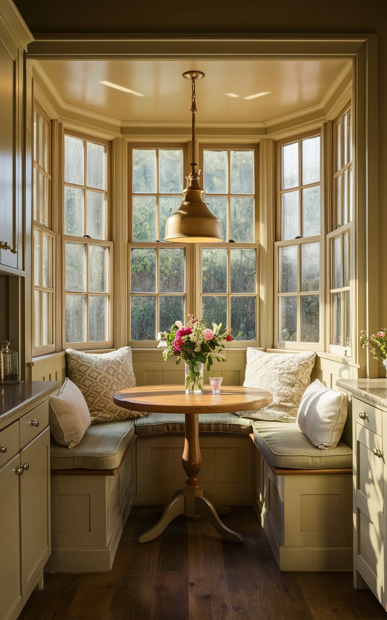 18. Built-In Breakfast Nook by a Bay Window