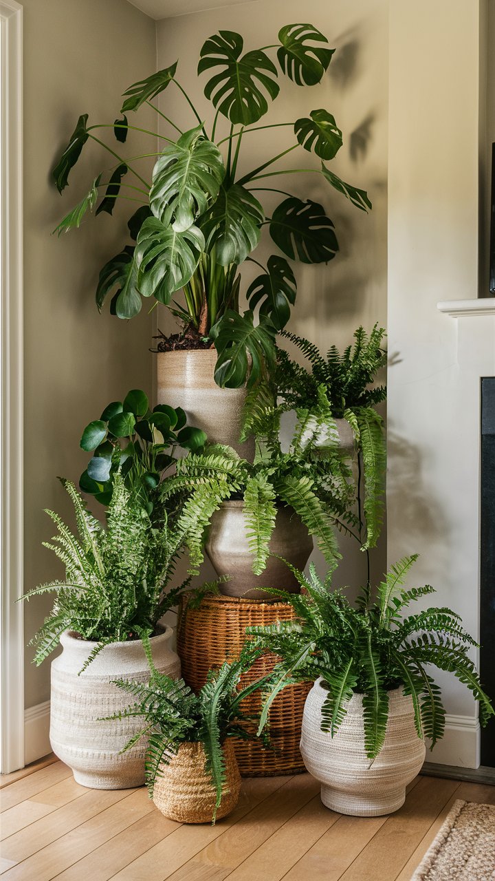 1. Corner Plant Cluster With Varying Heights