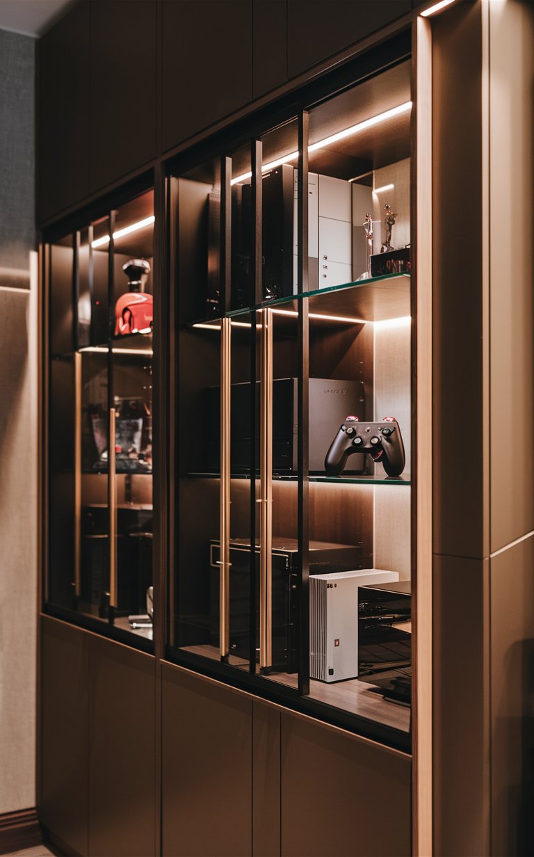 19. Console Stand with Glass Doors & LED Lighting
