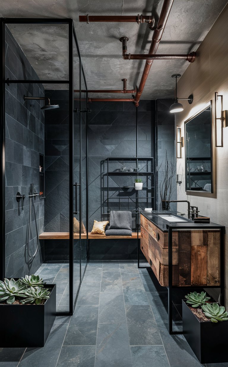 Modern Industrial Shower Space