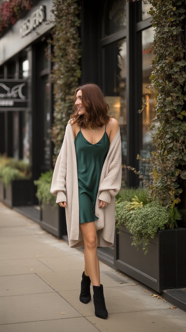8. Slip Dress with Oversized Sweater