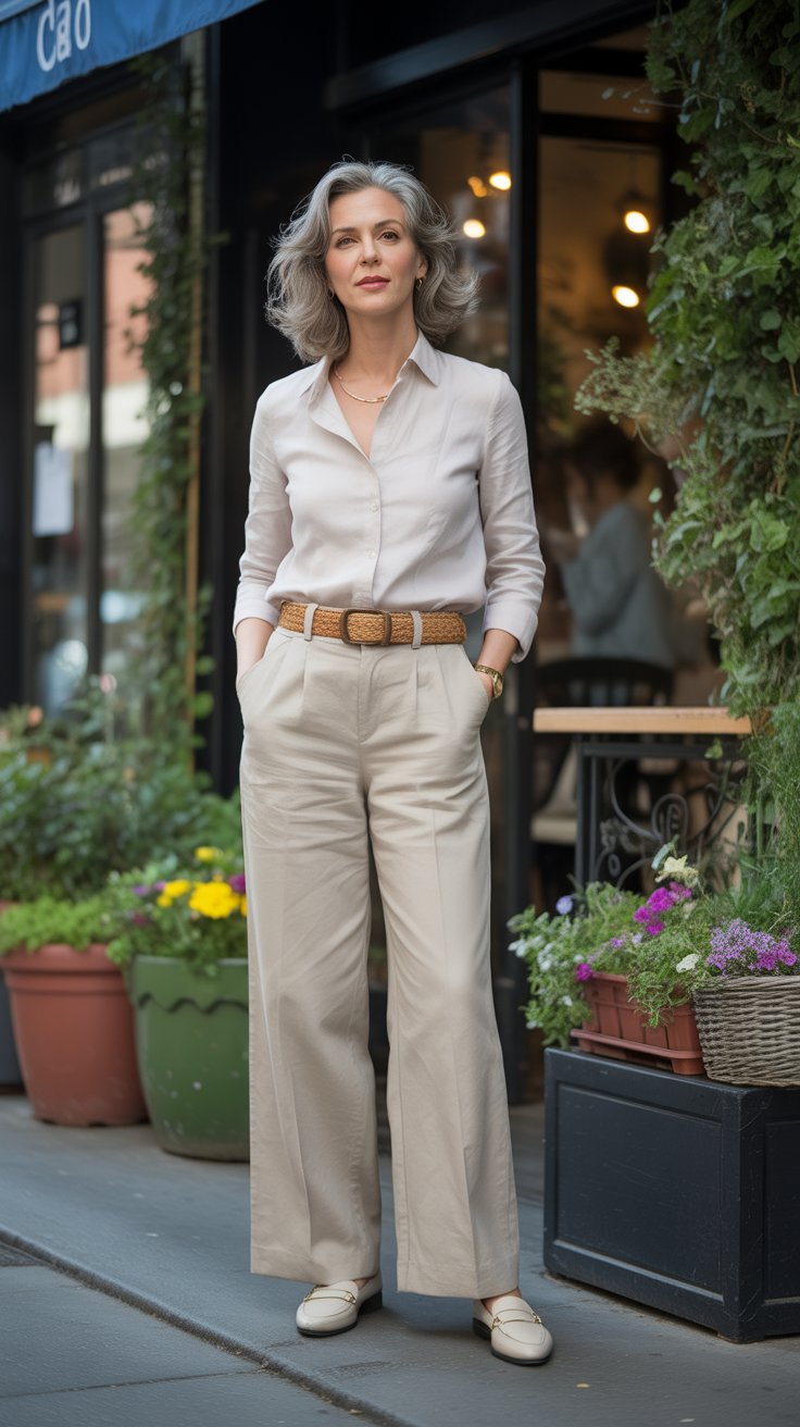 1. Wide-Leg Linen Trousers
